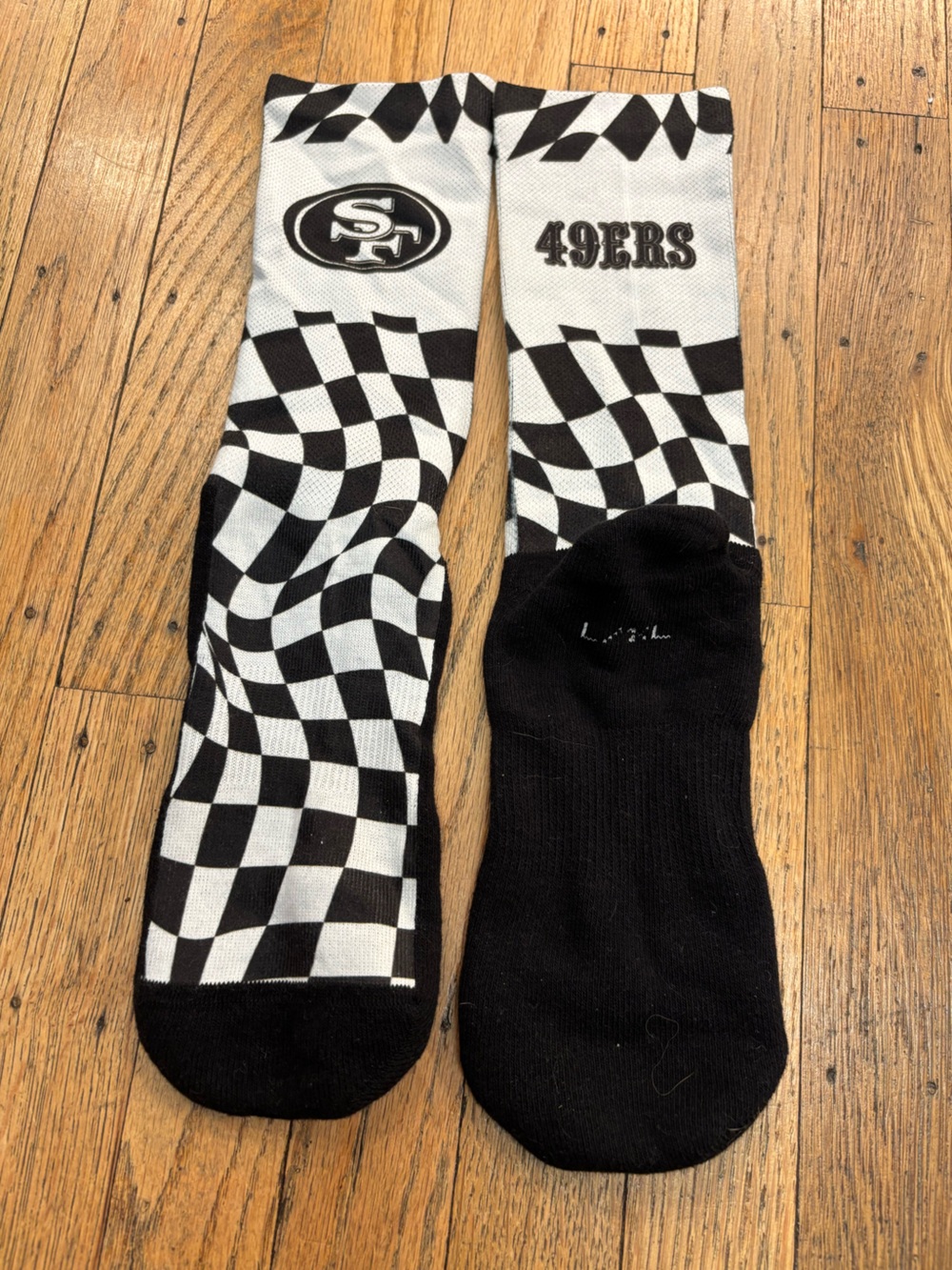 San Francisco 49ers Black & White Checkered Crew Socks